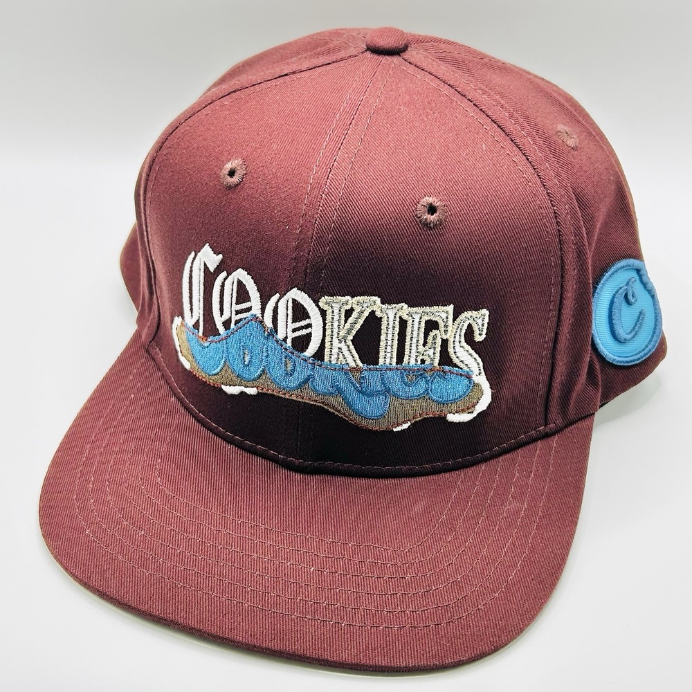 Cookies Echelon Art Script Hat Cap Snapback Adjustable Burgundy Outdoors Casual